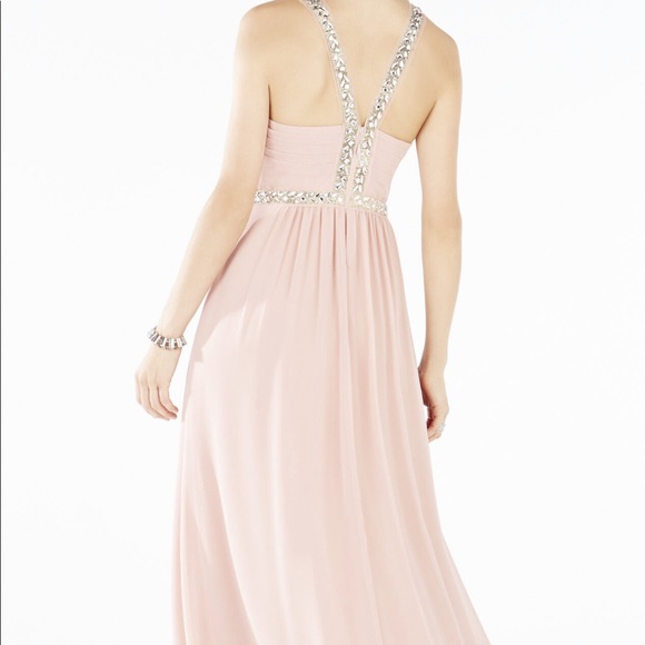 BCBGMAXAZRIA “Celestine” Beaded Halter Gown – Misty Rose – Size 0 - Picture 5 of 15